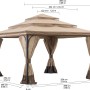 Brauner Sunjoy Pavillon Ropi, 395x395 cm, mit Stoffdach, Stahlrahmen und Moskitonetz.