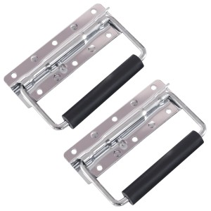 HMF 14990-09 Klappgriff für Kisten 2er Set Gefedert 125 x 4 cm Silber Verzinkt