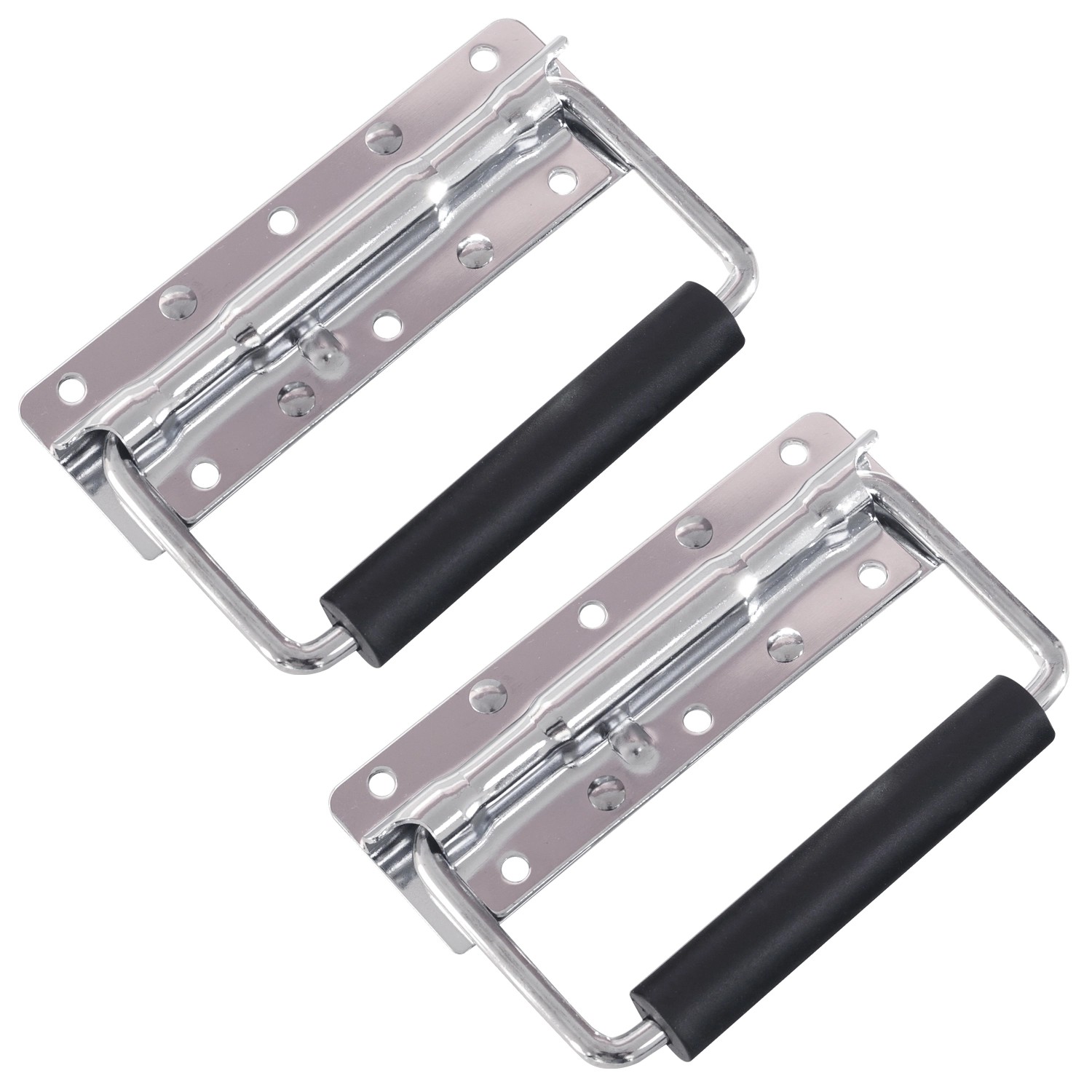 HMF 14990-09 Klappgriff für Kisten 2er Set Gefedert 125 x 4 cm Silber Verzinkt