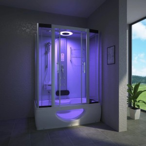 Tronitechnik Duschtempel Tinos 135x80 cm Komplettdusche mit Wanne und Farblicht.