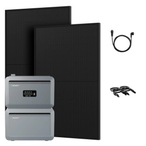 Growatt Balkonkraftwerk Set NEXA 2000 mit Speicher und zwei Glas-Glas Solarmodulen, Zubehör.