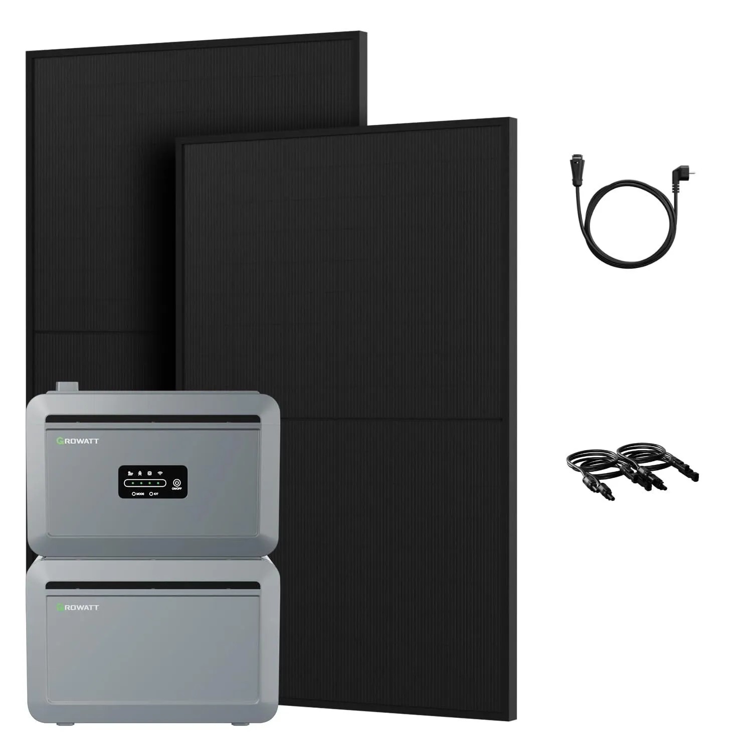 Growatt Balkonkraftwerk Set NEXA 2000 Speicher 4096 Wh mit 900 W Bifazial Glas-Glas Full-Black