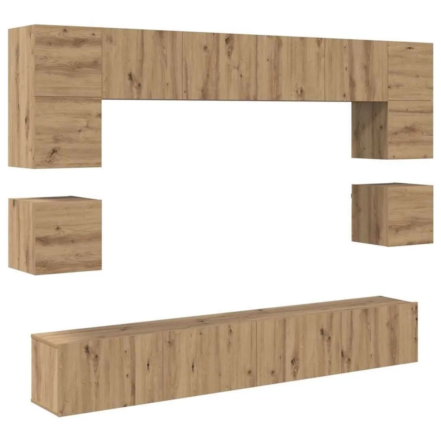 vidaXL TV-Schrankset Wandmontiert 8-Tlg Artisan-Eiche Holzwerkstoff 3393323