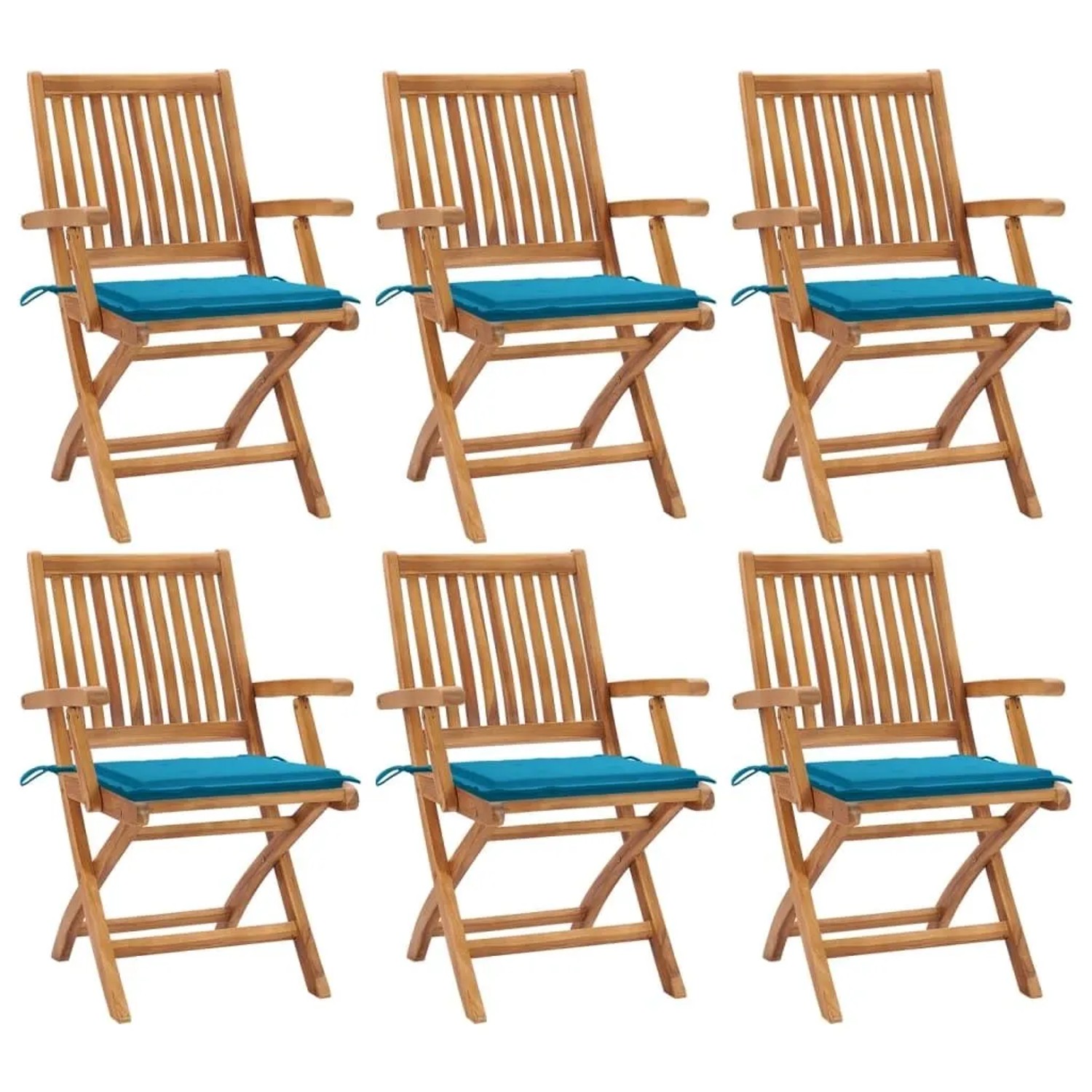 vidaXL Klappbare Gartenstühle mit Kissen 6 Stk Massivholz Teak 3072754 günstig online kaufen