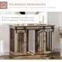 PawHut Hundehütte Eiche mit Doppeltüren und Zweiraum-Option, flexibel teilbarer Hundezwinger.