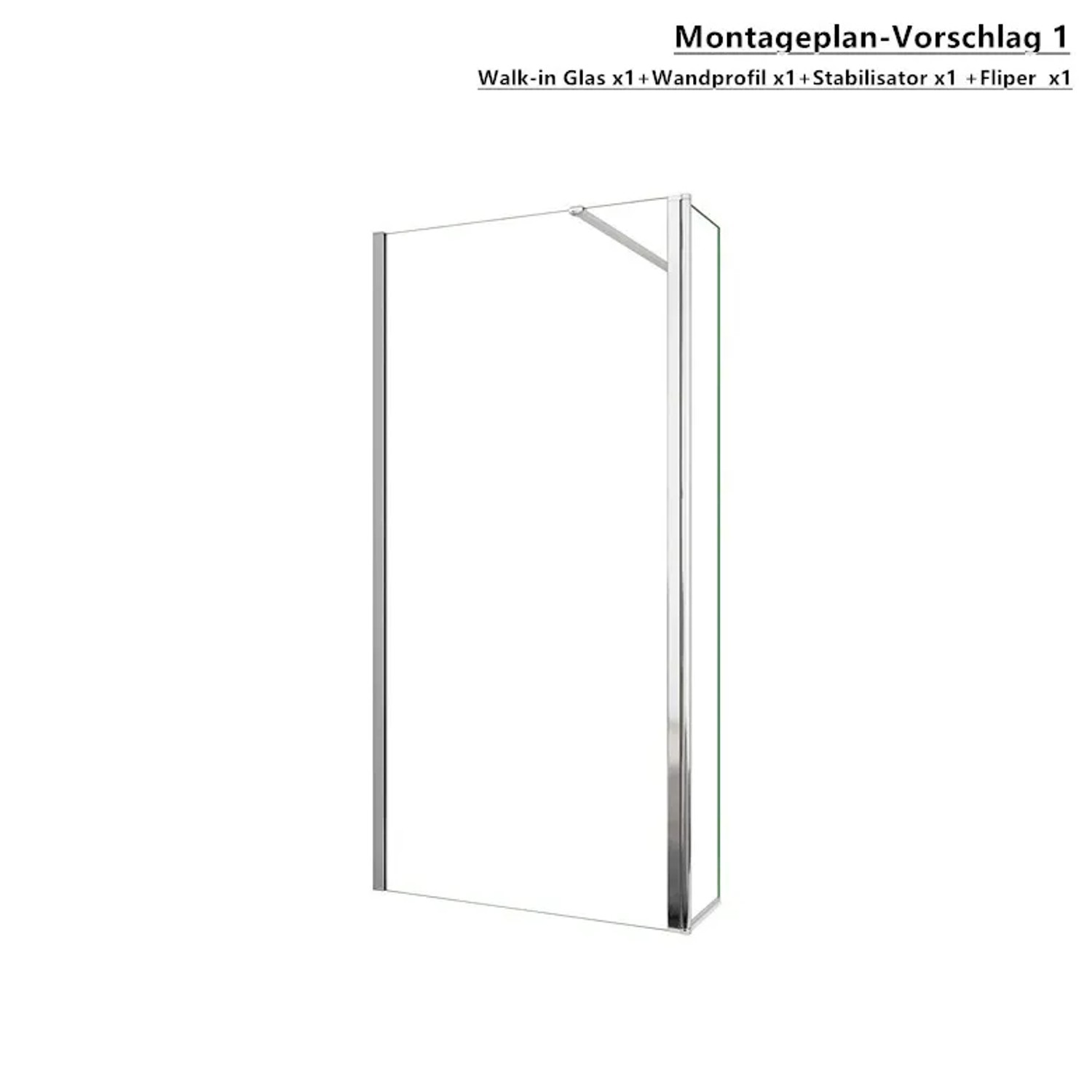 Duschparadies Walk-in Dusche mit Glas Flipper, 40x200cm, verchromt.