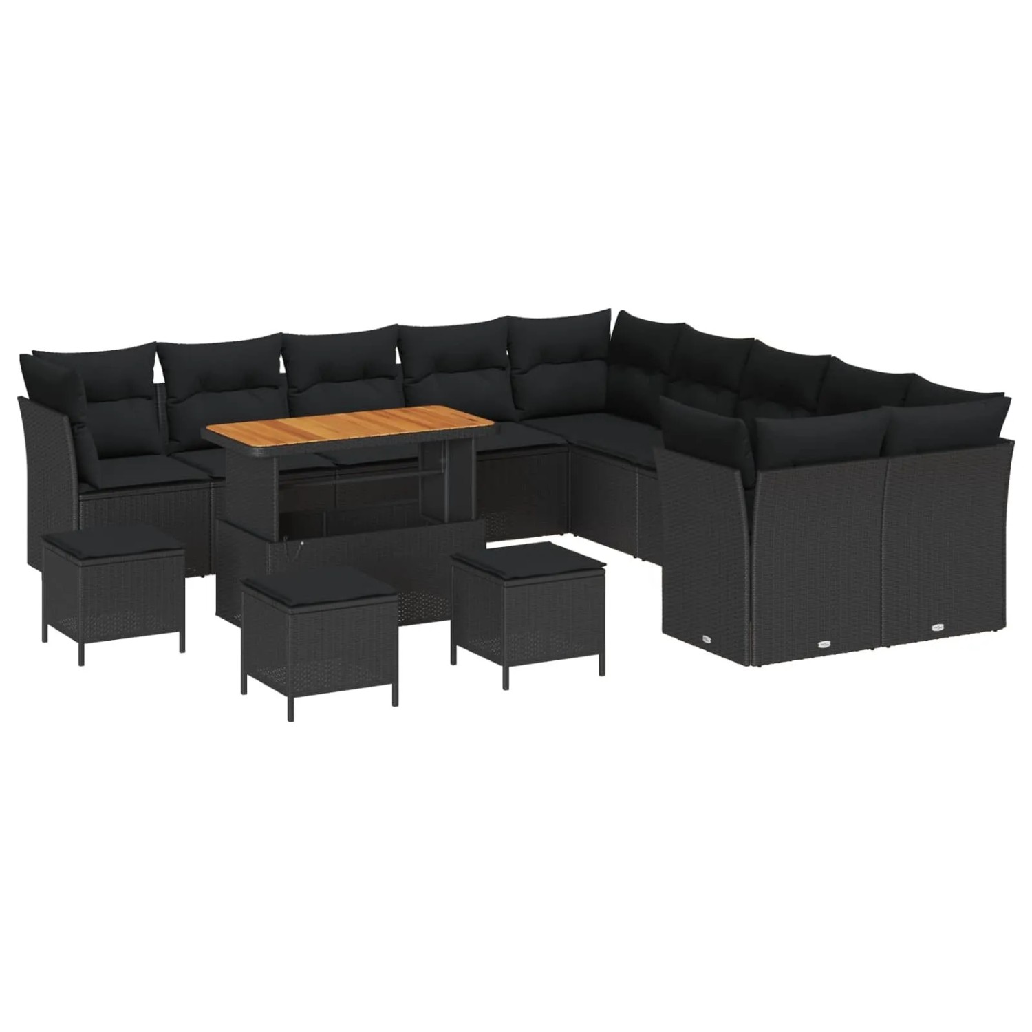 vidaXL Gartensofa-set mit Kissen 14-Tlg Schwarz Poly-Rattan 3363499 günstig online kaufen