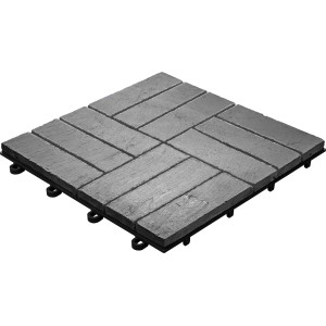 Florco Naturstein-Klickfliese Stone Schiefer, 30x30cm, 4er-Set für Terrasse & Gehweg.