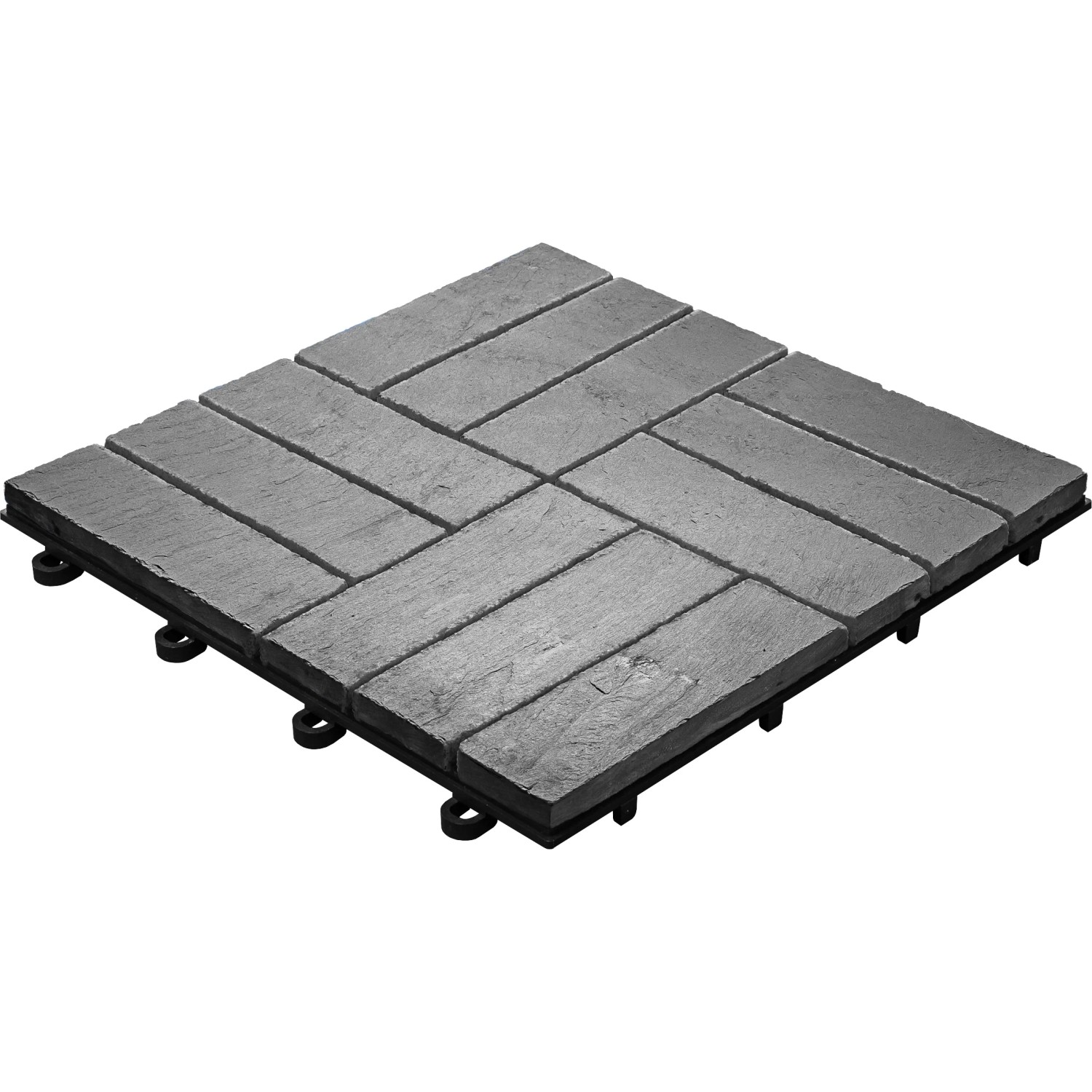 Florco Naturstein-Klickfliese Stone Schiefer, 30x30cm, 4er-Set für Terrasse & Gehweg.