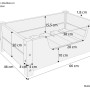 Skizze Tierbett aus Kiefernholz, 60x40 cm, mit Rollrost. Ideal als Hundesofa oder Katzenbett.
