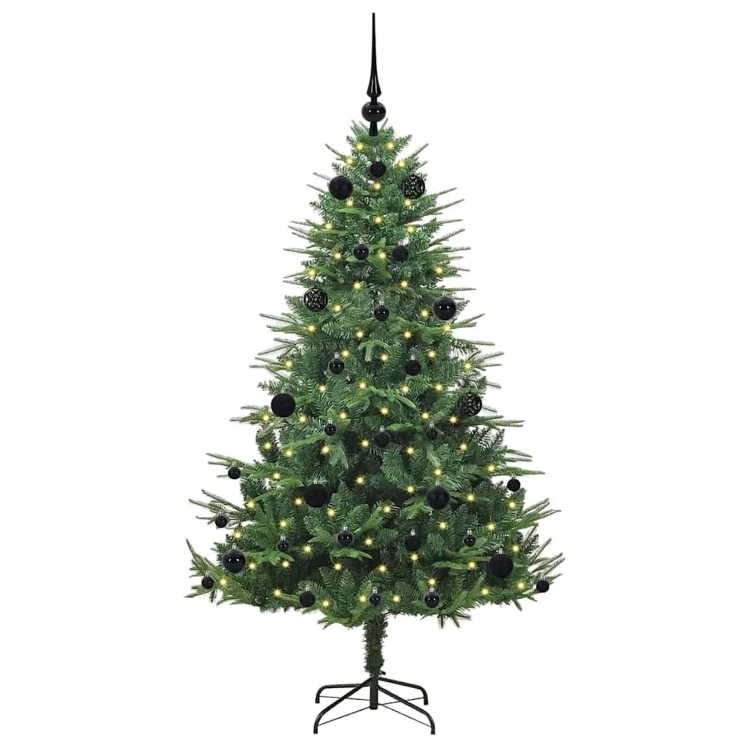 vidaXL Künstlicher Vorbeleuchteter Weihnachtsbaum mit Kugelset Grün 3395336