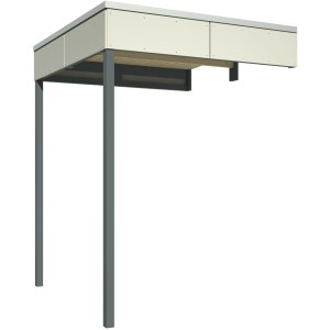 Skan Holz Überdachung für CrossCube Gartenhaus Gr. 2, seitliche Ansicht. Zubehör für Gartenhäuser.