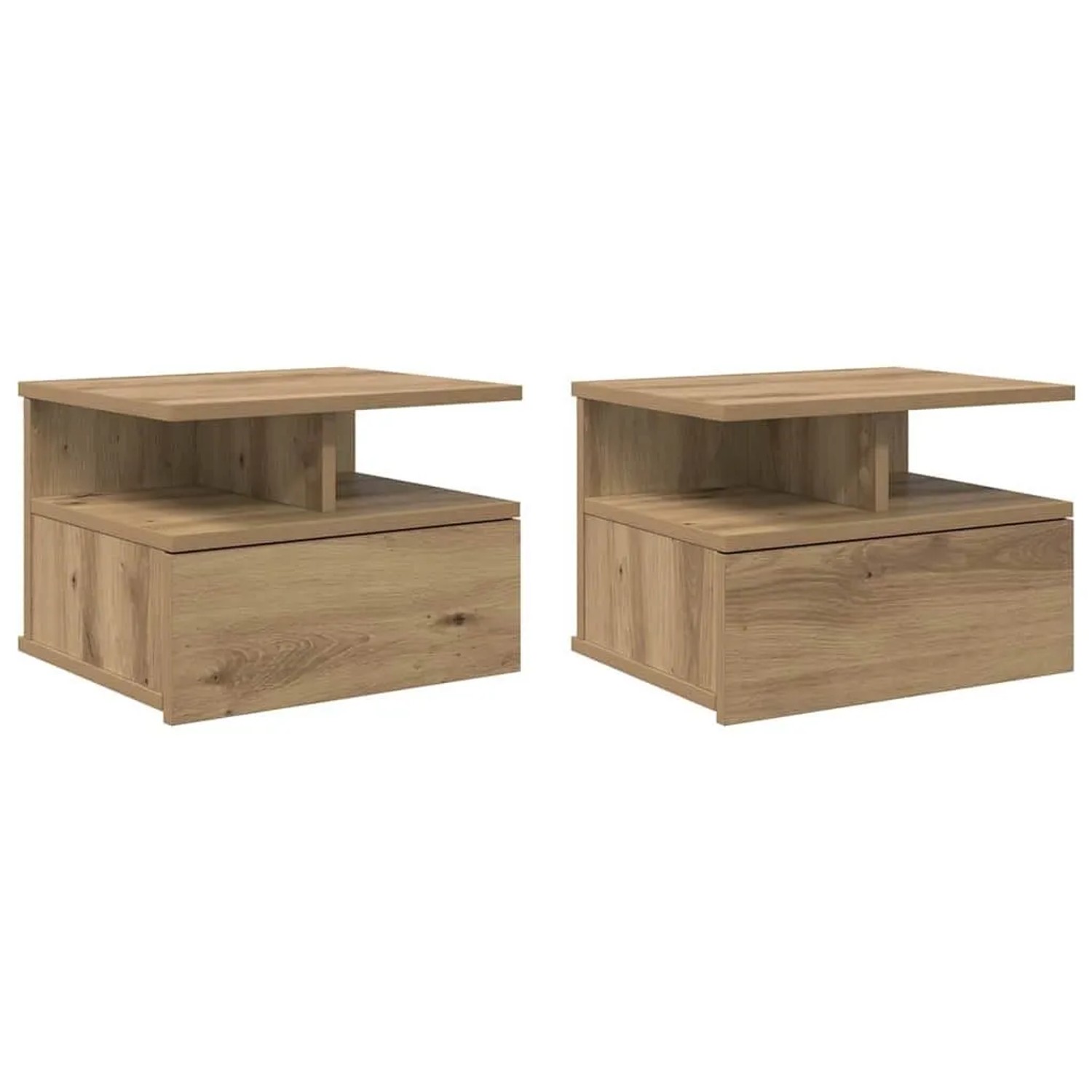 vidaXL Schwebender Nachttisch 2 Stk Artisan-Eiche 40 x 31 x 28 cm 871755