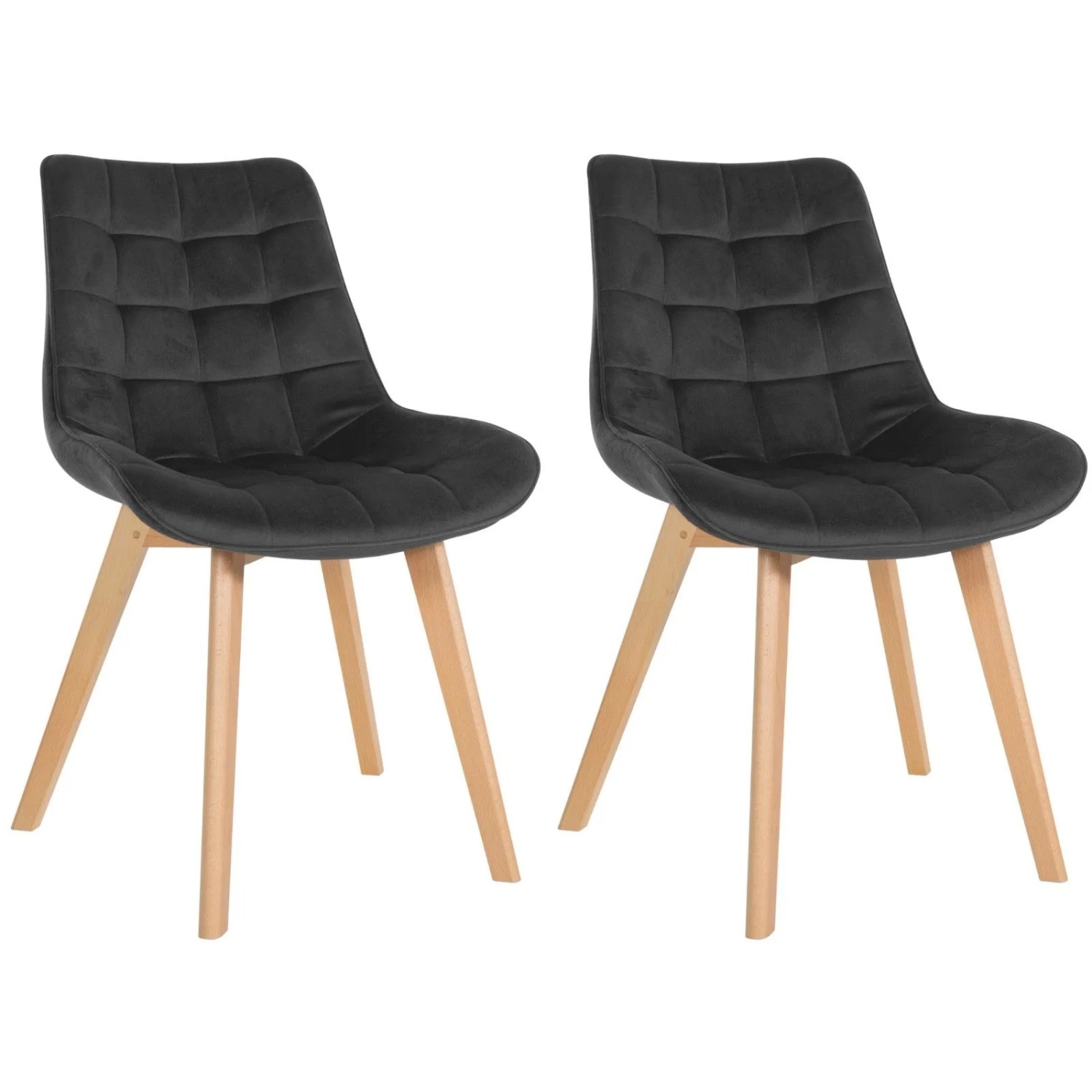 CLP 2er Set Stühle Brook Samt Schwarz