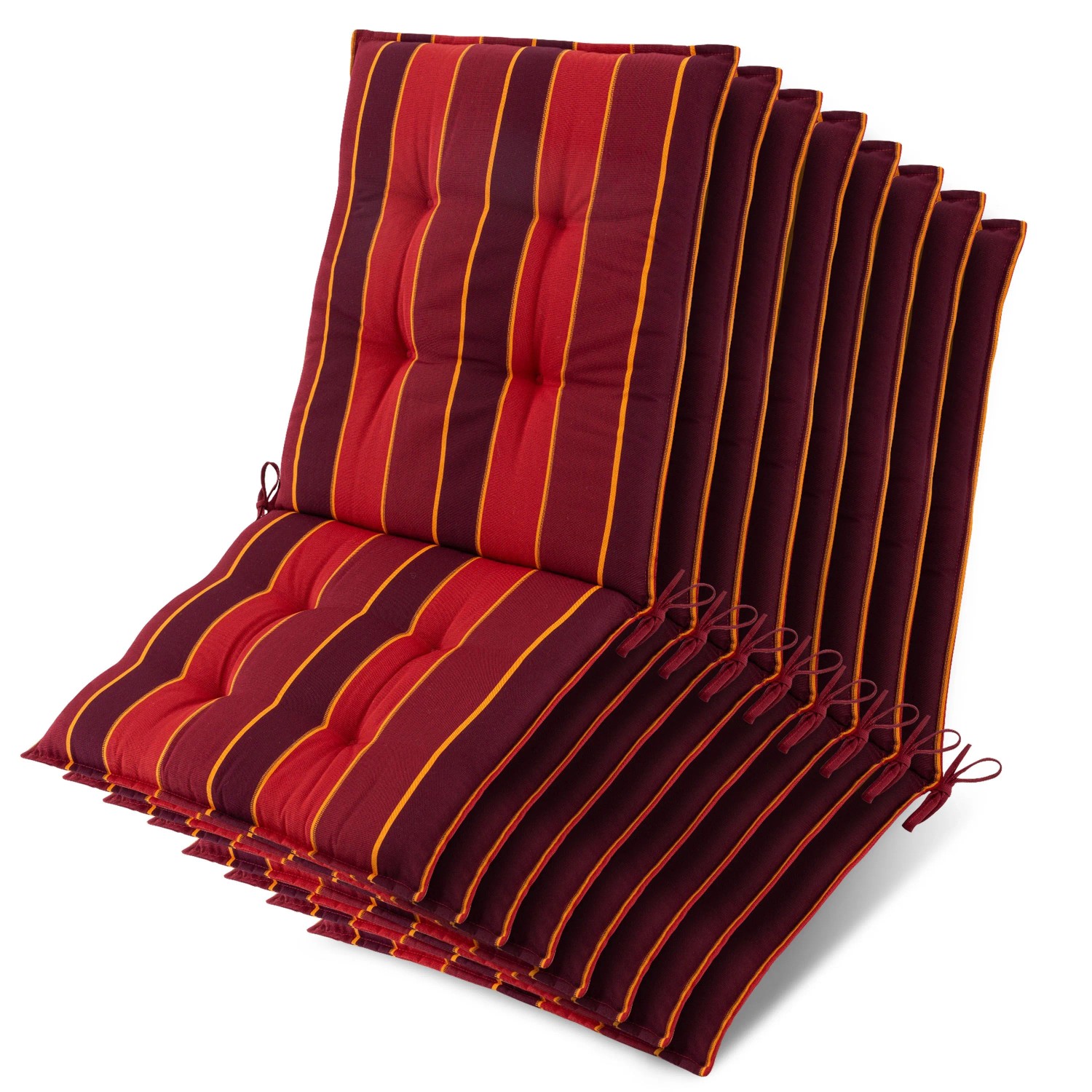 Beautissu 8x Niederlehner Sun-NL Auflage 105x50x8cm Rot-Gestreift