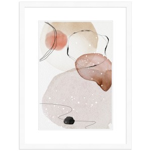 Weißer Bilderrahmen aus Holz (21x29,7 cm) mit abstraktem Aquarellbild im modernen Stil.