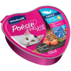 Vitakraft Poesie Delice Plus Katzen-Nassfutter Lachs, 85g Herzschale.