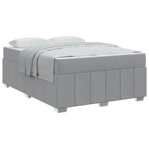 Hellgraues vidaXL Bett mit Matratze, Stoffbezug, King Size (160x200 cm).