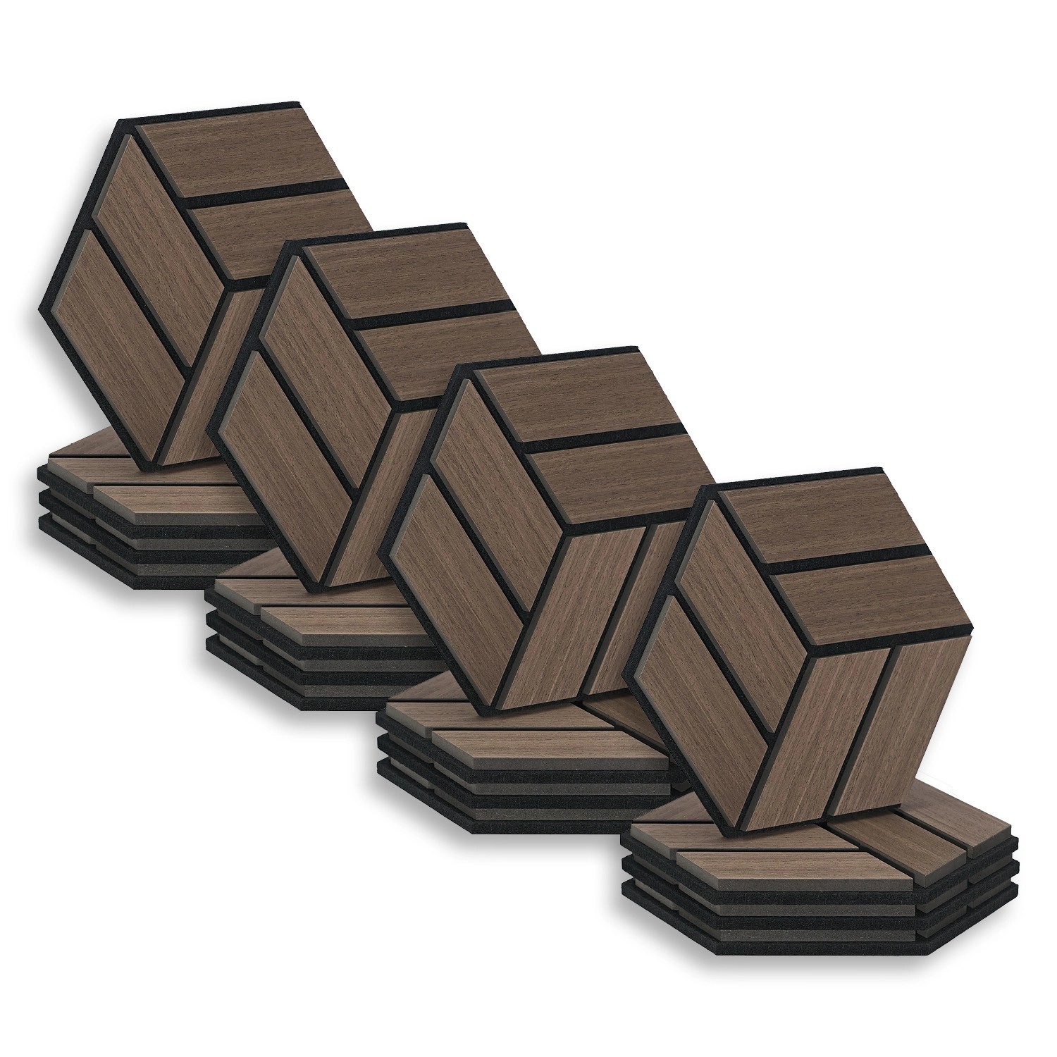 Homestyle4u Akustikpaneele 30 x 26 cm 16 Stück Braun Hexagon Wandpaneele Ho günstig online kaufen