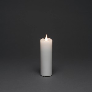 Weiße Konstsmide LED-Echtwachskerze mit Timer, 15,2 cm hoch, für stimmungsvolle Innen-Weihnachtsbeleuchtung.