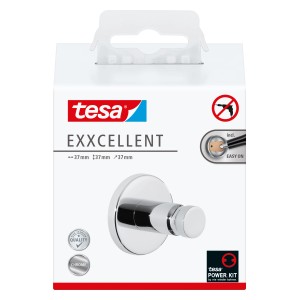 Tesa Exxcellent Handtuchhaken Chrom, zur Wandmontage ohne Bohren.