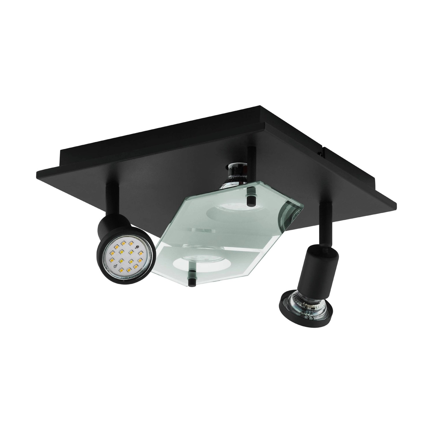 EGLO Deckenleuchte CABO 2 Schwarz 4-flammig GU10 250x250mm günstig online kaufen