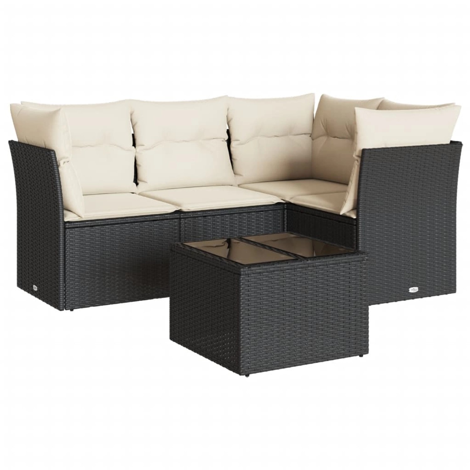 vidaXL 5-Tlg Garten-Sofagarnitur mit Kissen Schwarz Poly Rattan 3249425 günstig online kaufen