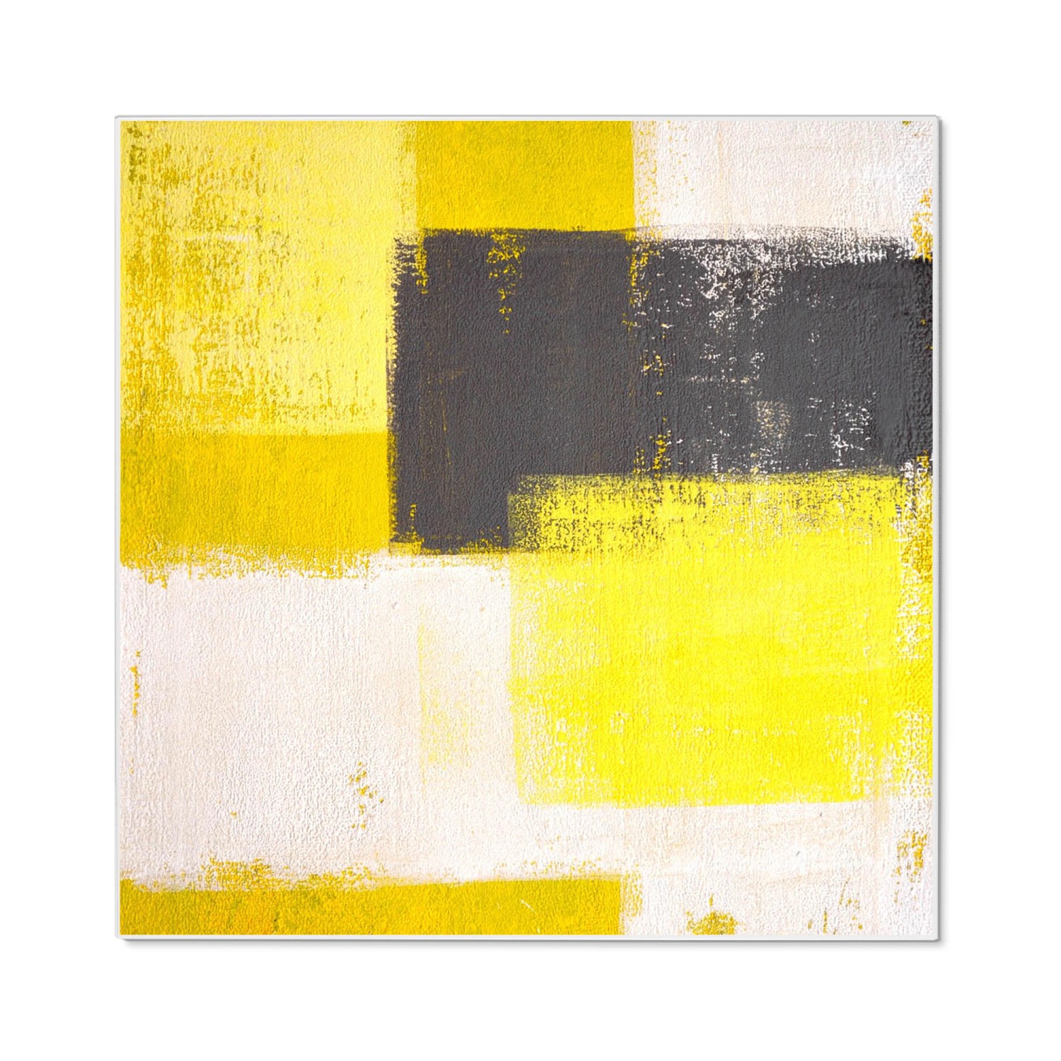 Banjado Magnettafel 50x50cm mit abstraktem gelbem Motiv. Metall-Magnetwand für Notizen und Deko.