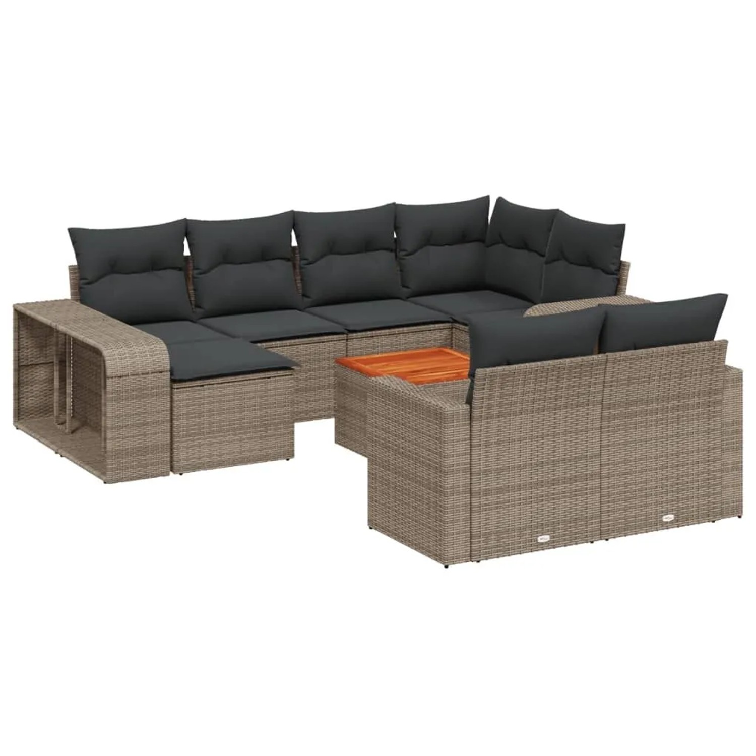 vidaXL 11-Tlg Garten-Sofagarnitur mit Kissen Grau Poly Rattan 3261310