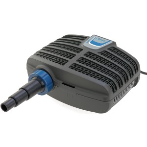 AquaMax Eco Classic 2500E Teichpumpe von Oase, graues Gehäuse mit blauem Anschluss.