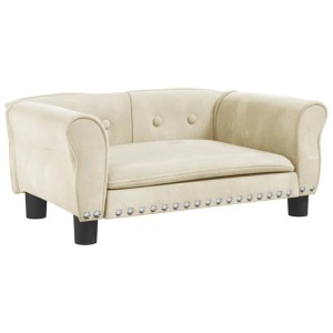 vidaXL Hundebett Creme 70x45x30 cm Samt 171830