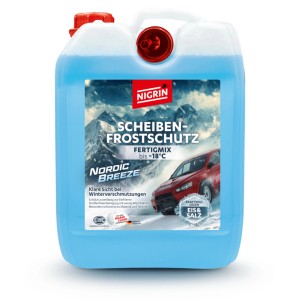 Blauer NIGRIN Scheiben-Frostschutz NordicBreeze 5l Fertigmix. Schützt bis -18°C, für klare Sicht im Winter.