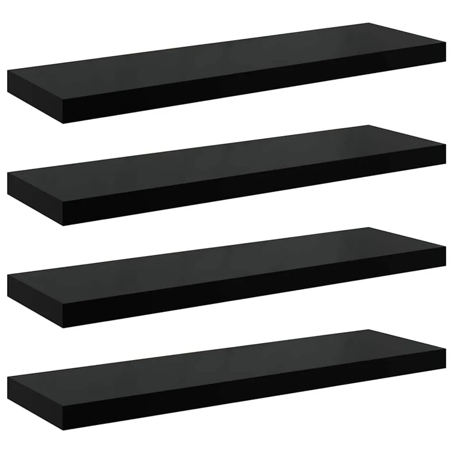 vidaXL Schweberegale 4 Stk Hochglanz-Schwarz 80x23,5x3,8 cm MDF 323774