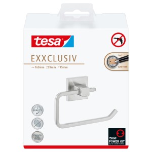 Tesa Exxclusiv Toilettenpapierhalter in Edelstahloptik, zur Wandmontage ohne Bohren.