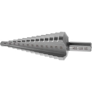 LUX Stufenbohrer, 6-30 mm, Universalbohrer aus HSS-Stahl für präzise Lochbohrungen in Metall, Holz und Kunststoff.