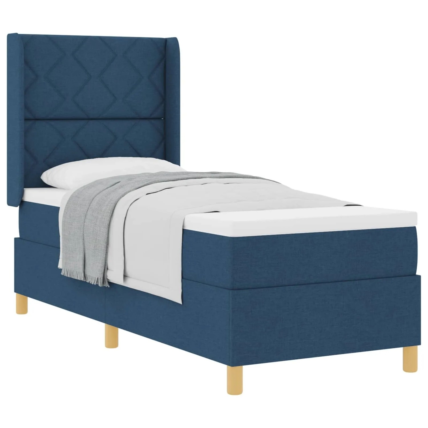 vidaXL Boxspringbett mit Matratze mit Kopfteil Blau 80 x 200 cm Stoff 3341867