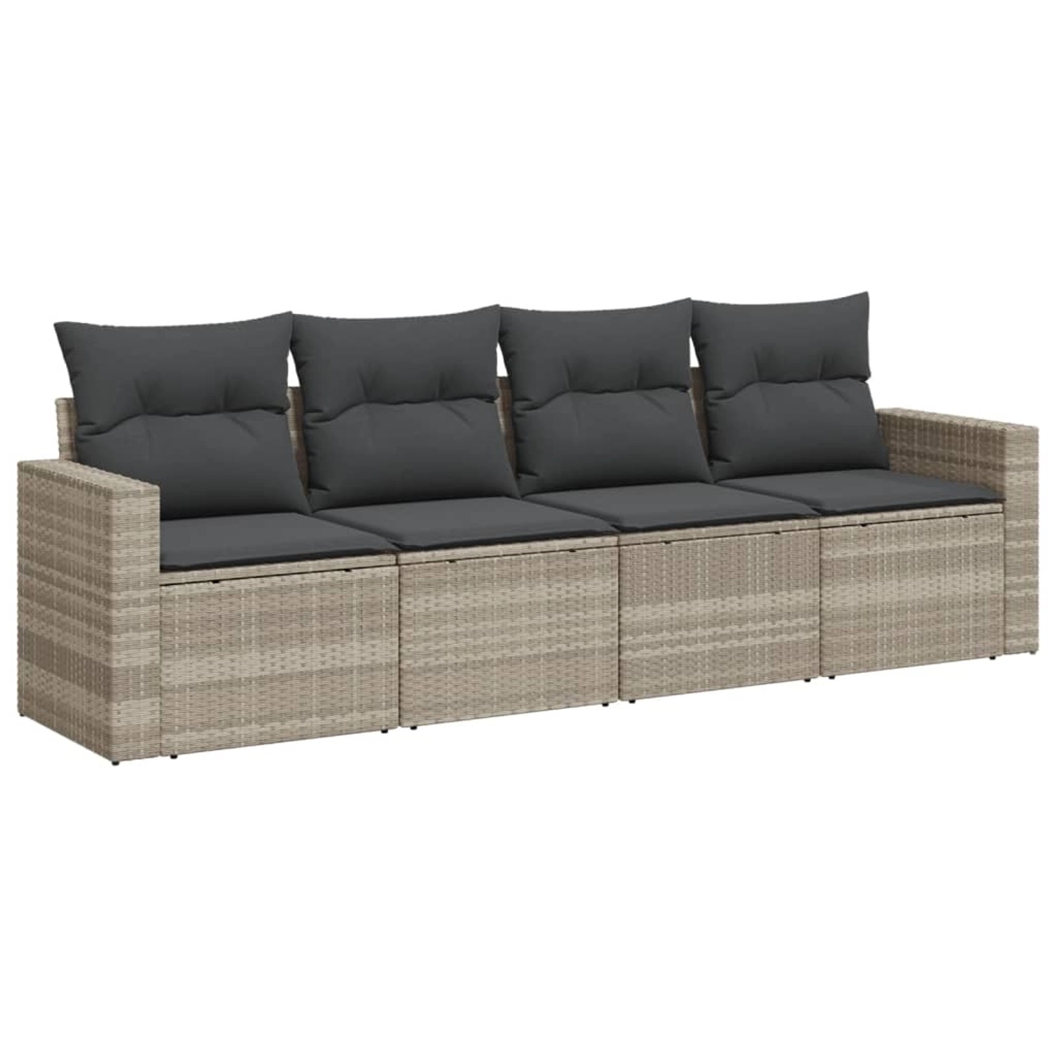 vidaXL 4-tlg Garten-Sofagarnitur mit Kissen Hellgrau Poly Rattan Modell 8