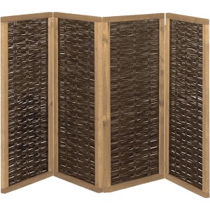 T & J Paravent Paulina, 240x180cm, Weide, 4-teilig, Sichtschutz für Garten & Terrasse