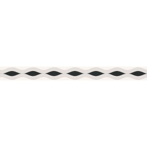 Moderne Tapetenbordüre in Schwarz und Weiß mit Wellenmuster für Wandgestaltung.