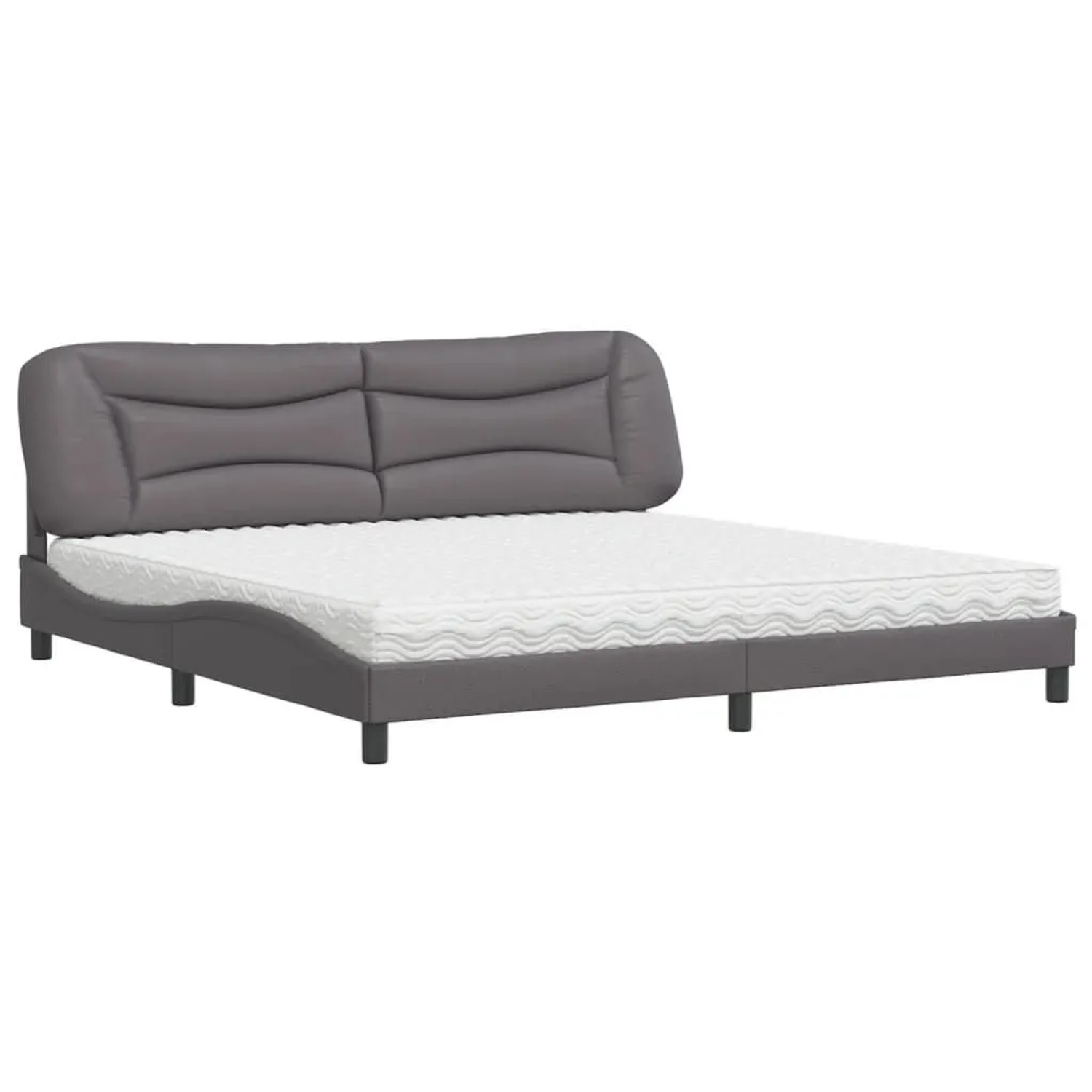 vidaXL Bett mit Matratze Grau 200x200 cm Kunstleder 3208748
