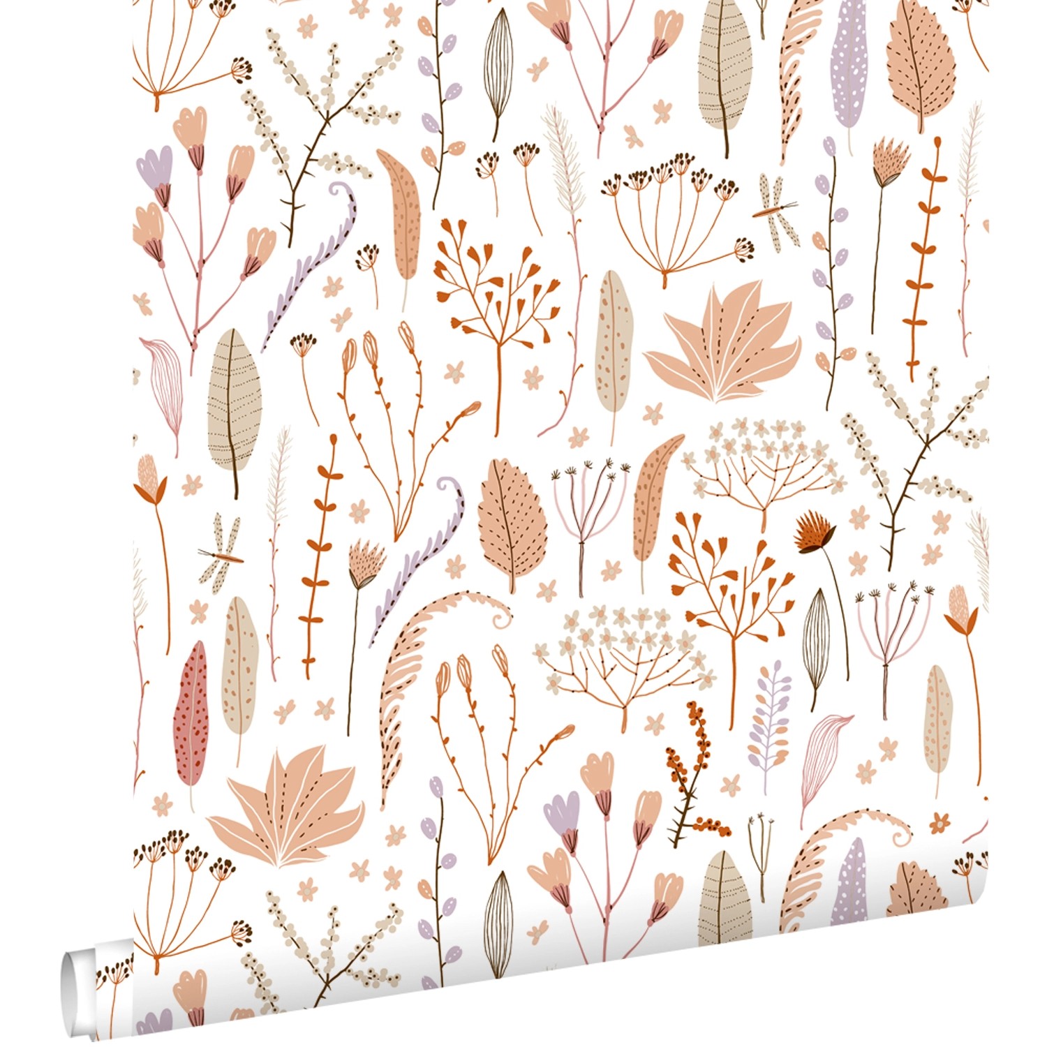 ESTAhome Tapete Feldblumen Terrakotta Lila Beige und Weiß 50 x 900 cm günstig online kaufen