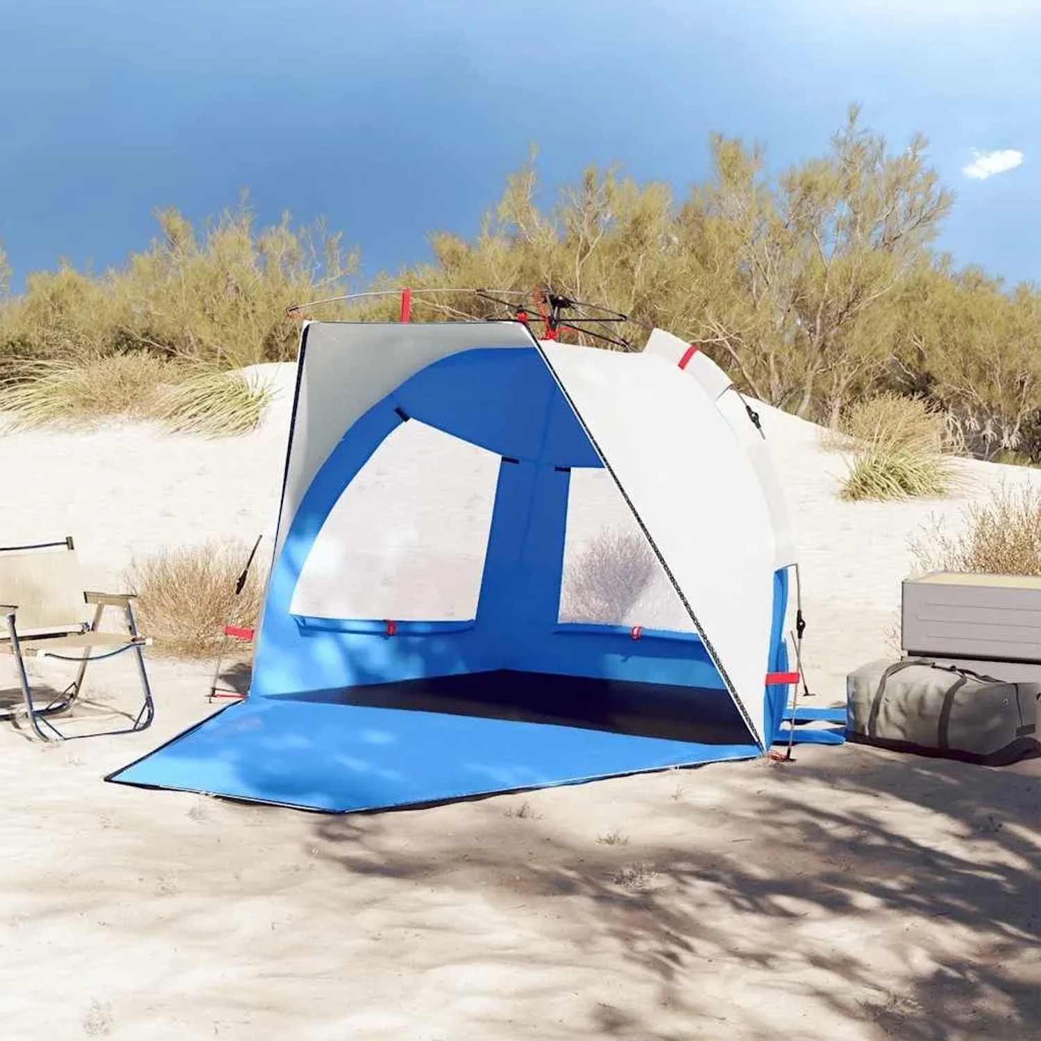 vidaXL Strandzelt 2 Personen Azurblau Quick Release Wasserdicht 4005308_4
