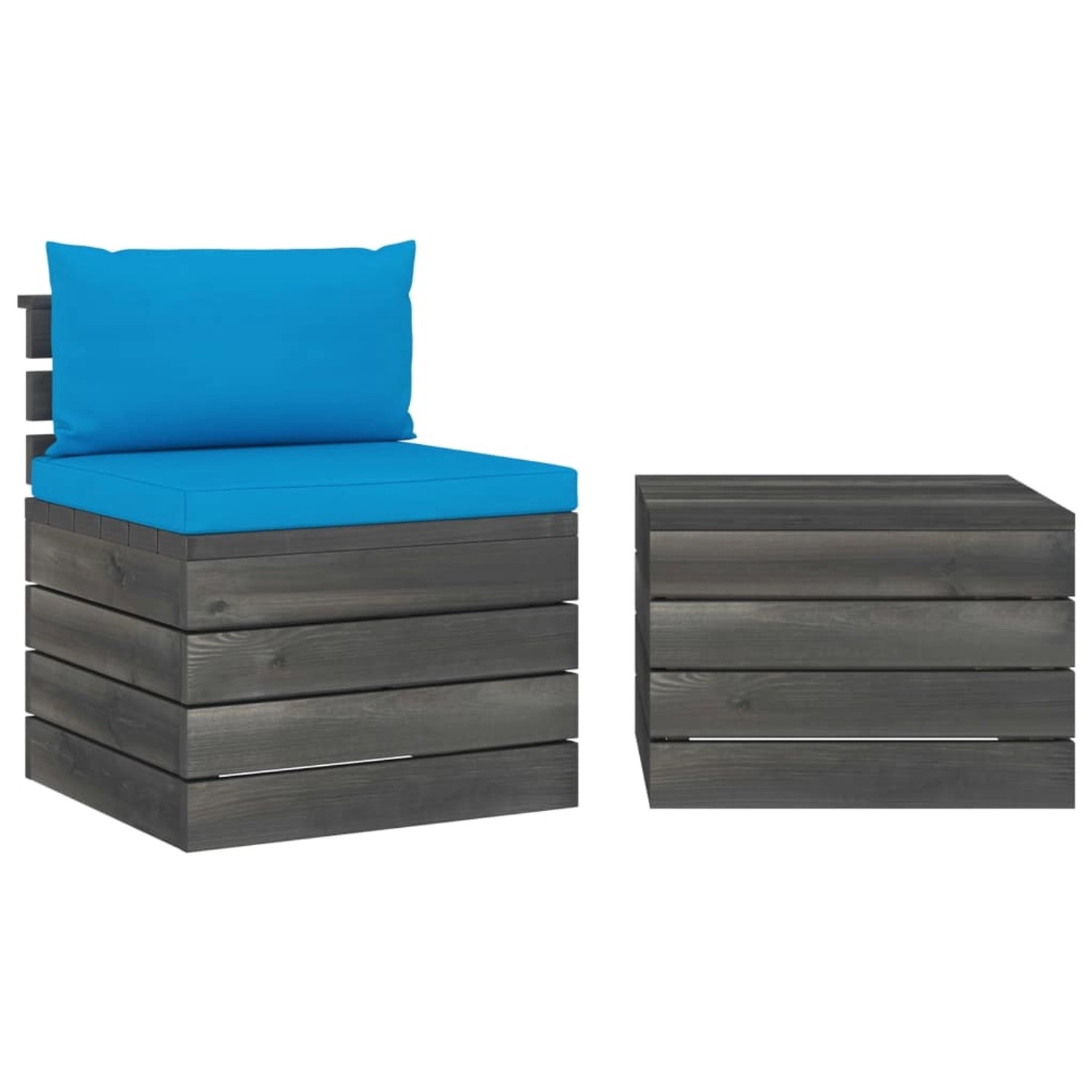 vidaXL 2-Tlg Garten-Sofagarnitur aus Paletten mit Kissen Kiefernholz 3061663