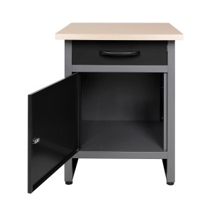 Werkbank-Schrank Wolle aus dem Ondis24 Werkstatt Set mit Schublade und offener Tür.
