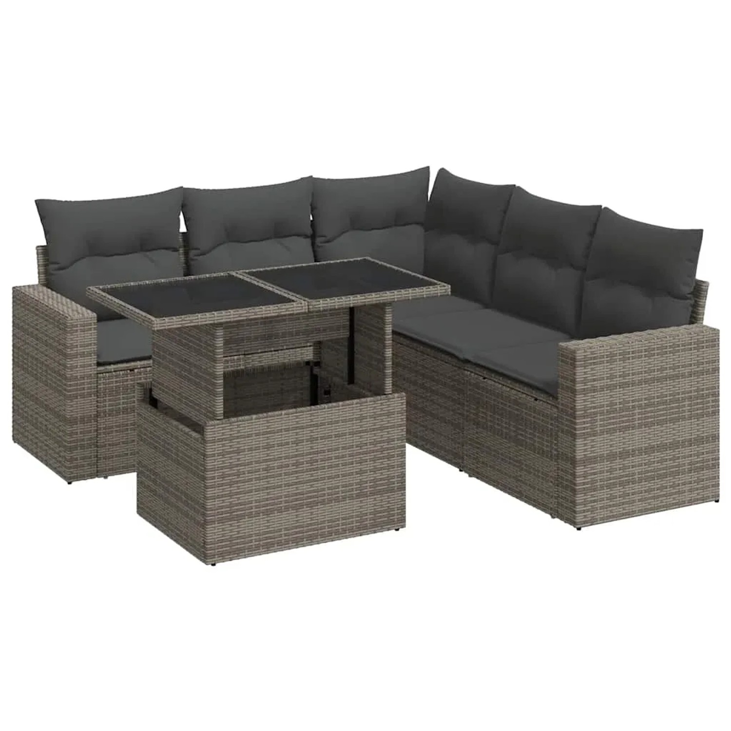 vidaXL 6-Tlg Garten-Sofagarnitur mit Kissen Grau Poly Rattan 3326321 günstig online kaufen
