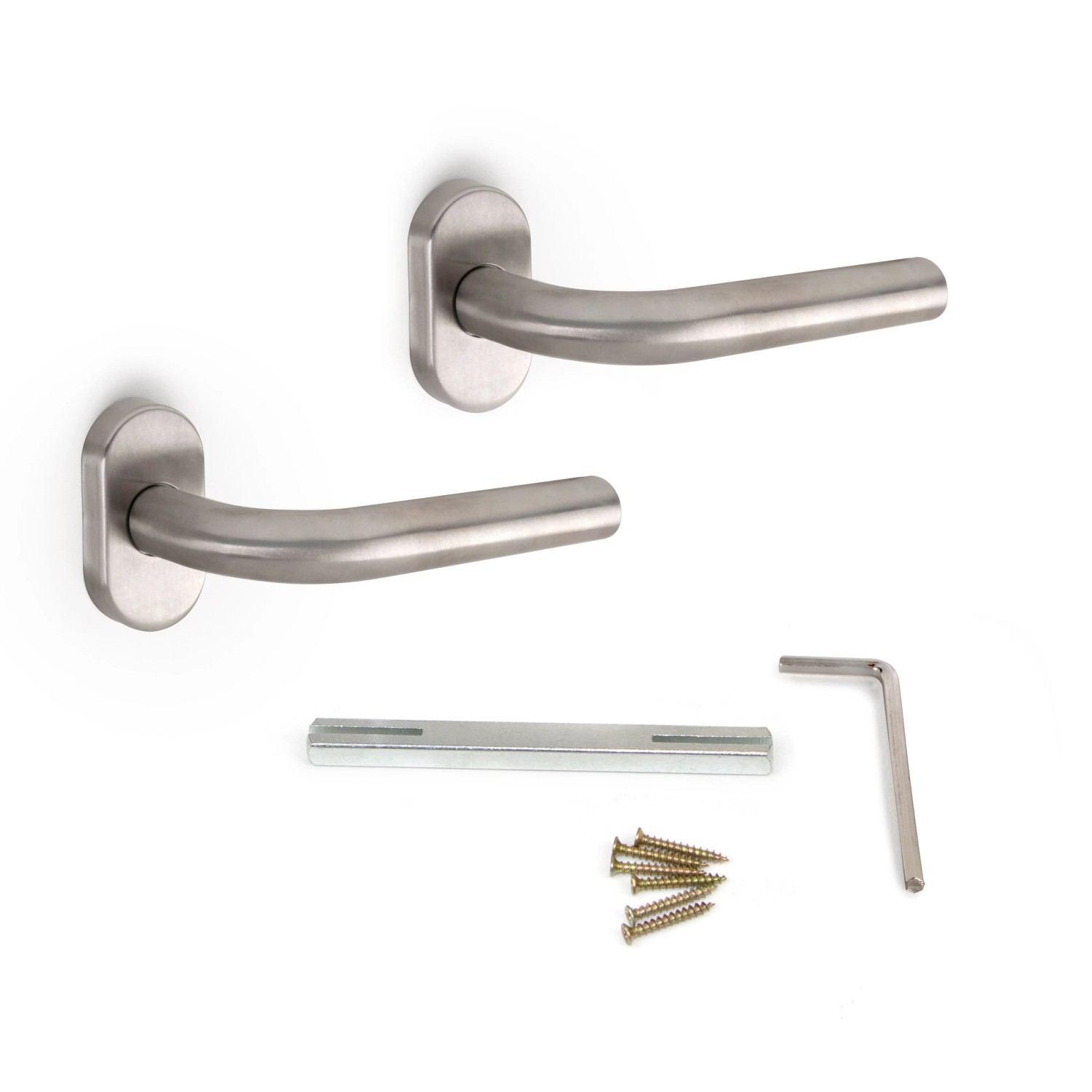 Emuca Satz von 4 Gerade Griffe mit Rosetten 50 mm Durchmesser für Schiebetüren Aluminium Nickel Satiniert