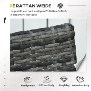 Furnicato Rattan Gartenmöbel Set 2 Personen Polyrattan Balkon Grau Mit Kissen