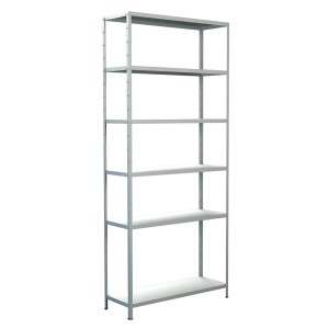 Weißes Schulte Steckregal, 230x100x35 cm, mit 6 Böden. Metallregal für Lagerung und Ordnung.