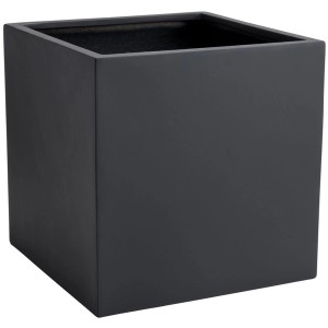 Anthrazitfarbener, quadratischer Vivanno Pflanzkübel Block, 40x40x40 cm.