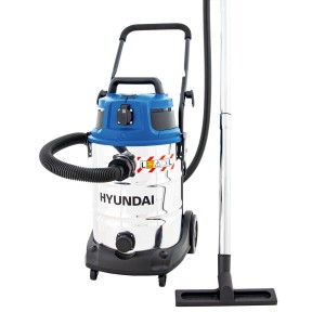 Hyundai Nass-Trockensauger VCWD1630E mit 1600 W und 30 l Tank, blau/silber.